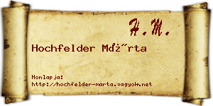 Hochfelder Márta névjegykártya